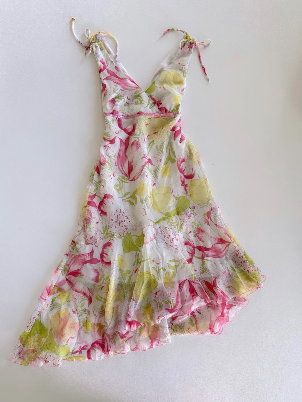 Vintage Cottagecore Fairycore Floral Handkerchief Hem Dress